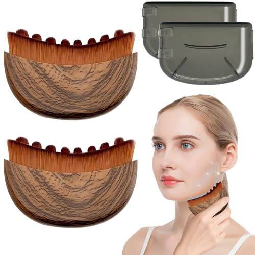 DONGTATA Lot de 2 Brosses Lymphatiques Visage, Brosse à Sec Drainage Lymphatique, Contour du Visage et Mâchoire, Massage Raffermissant, Adaptée aux Peaux Sensibles avec Boîte de Rangement