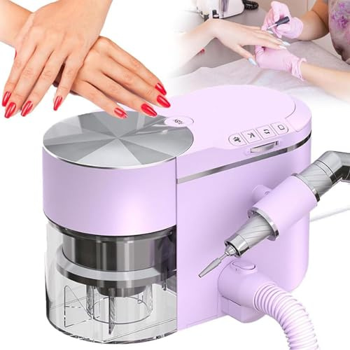 Electric Nail Drill and Dust Collector, 30000 RPM Nail Polisher Machine with Powerful Suction and Low Noise for Professional Manicure