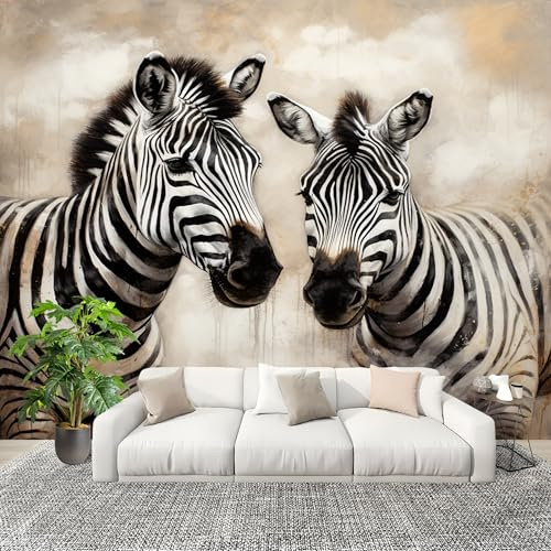 Peel and Stick DIY Fotomurales 250X175 cm Realista Animales Cebra Decoración Papel Tapiz del hogar Murales Creativo MarróN Salón Dormitorio Oficina Habitación Fondo Pegatinas Pared
