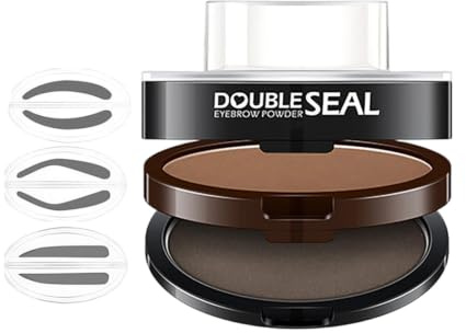 Kit De Poudre À Sourcils À Double Joint Amélioré, Tampon À Sourcils Naturel Imperméable À L'eau, Sourcils Symétriques En Quelques Secondes, Pour Débutants (Gris Foncé + Beige)