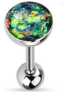 Tapsi´s Coolbodyart Zungenpiercing Chirurgenstahl unisex [Synthetischer Opal] 16 mm | Zungenpiercing Kugeln | Piercing Zunge | Zungenpiercing Kunststoff | Tongue Piercing | CBABS20_DG