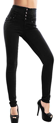 Toocool - Jeans Donna Pantaloni Skinny Vita Alta Sigaretta Colorati Elastici Nuovi M5342 [L,Nero]