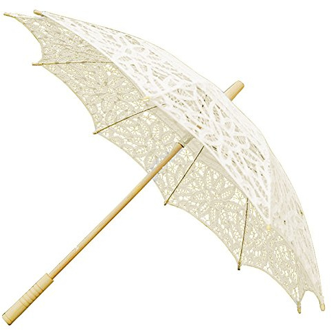 Sonnenschirm Spitze Brautschirm Damen Regenschirm Hochzeit Gesticktes Cotton Vintage Sonnenschirm Hochzeit