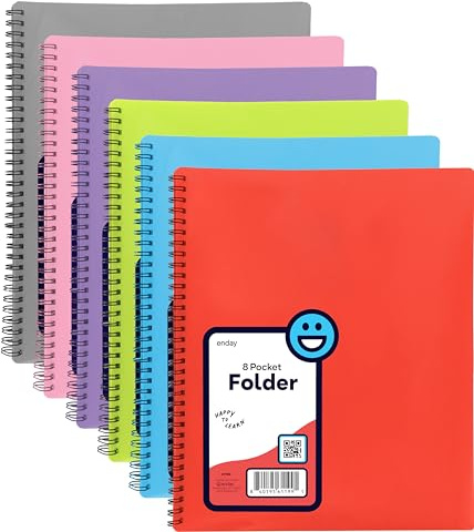 Poly 8 Pocket Organizer File Folder Letter Legal Document Organizer Perfect for Office, College, School and More (Pack of 6) - by Emraw