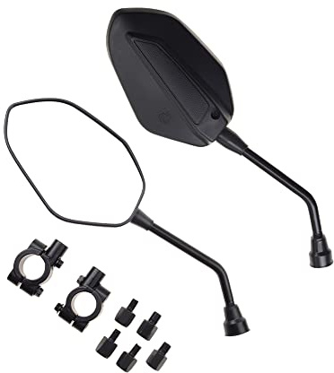 GOOFIT 10 mm espejo retrovisor negro reemplazo para de motocross GY6 bicicleta de turismo bicicleta deportiva Cafe Racer scooter eléctrico espejo retrovisor lateral motocicleta