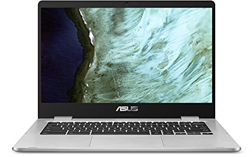 ASUS Chromebook C423, 14 pulgadas FHD NanoEdge pantalla con bisagra de 180 grados, procesador Intel Celeron N3350, 4 GB de RAM, 32 GB de almacenamiento eMMC, inscripción cero táctil, Chrome OS, plata,