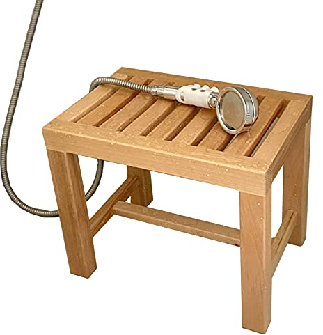 WL-ZZZ Holz Dusche Hocker wasserdichte Badesitzbank für ältere Behinderte, Fußstütze Rasierhocker Badezimmer Badewanne Sessel - rutschfeste Gebogene Design Badhocker max 250kg
