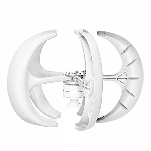 QINGDONGDZA Generador De Turbinas De Viento De La Linterna del Eje Vertical, 3000W 12V 24V 48V 5 Blades CA CA Portátil Energía Aerogenerador Kit De Generador No Ruido para Camping Casero (Blanco),12v