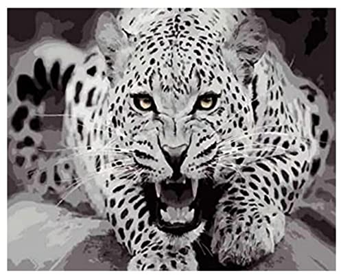 ZMHZMY DIY Malen nach Zahlen für Erwachsene Leopard-Gepard-Waldtier DIY Ölgemälde von Numbers Kit Craft DIY Farbe auf Leinwand rahmenlose Landschaft
