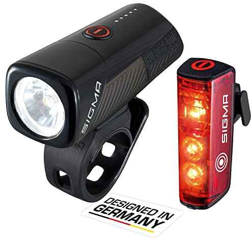 SIGMA Sport - Juego de Luces LED para Bicicleta - Buster 400 FL y Blaze Flash | luz Delantera y luz Trasera alimentada por batería con Diferentes Modos de iluminación | Montaje sin Herramientas