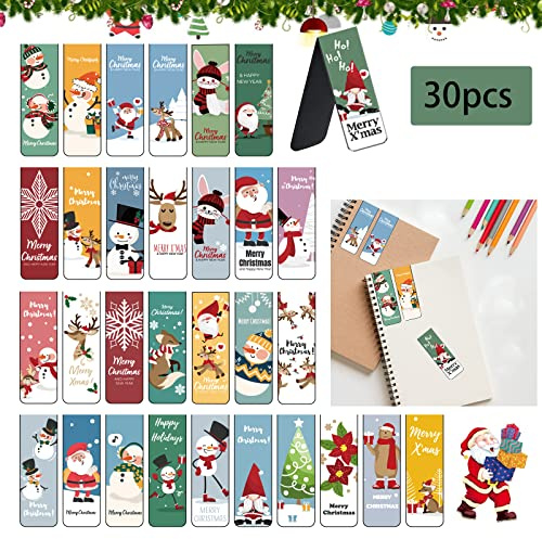 Weihnachten Magnetische Lesezeichen - 30 Stück, Kinder, Bunt, Seiten Markierungen