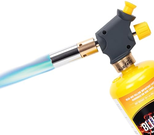 BLUEFIRE propane torch Handy Torch Head Push Button Trigger Start Nozzle Torch Fuel Propane MAPP MAP PRO Gas Cylinder blowtorch is suitable for welding Soldering Brazing Cooking Glass Beads DIY(torch)