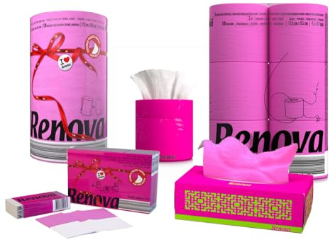 Luxuriöses Multipack - Pinkes Toilettenpapier, Küchenrolle & Taschentücher - 5er Set, Zupfbox, Weiche, Originelle Qualität