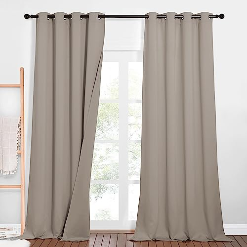PONY DANCE Soundproof Curtains for Bedroom Dreilagige Vorhang mit Ösen 2er Set H 240 x B 132cm Sandfarben, Verdunkelungsvorhang Thermo Gardinen Isolierend Kälte und Wärme