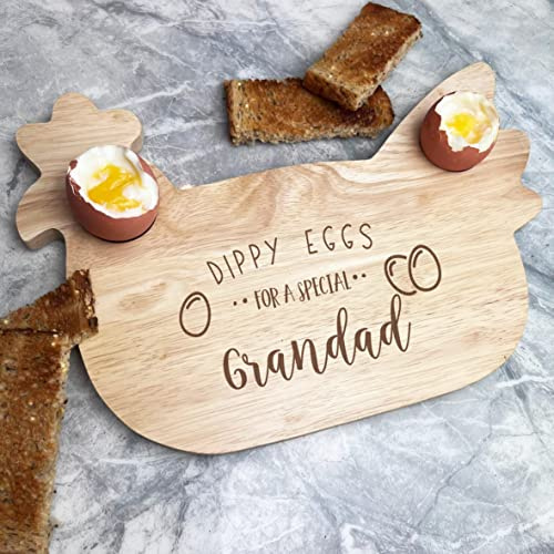 Fingerprint Designs Grandad Dippy Eggs Chicken Breakfast Board - Gift for Grandad - Birthday Present Idea