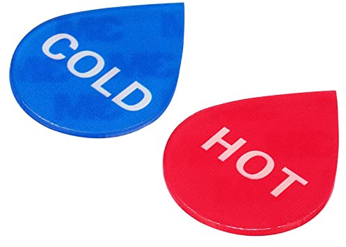 PATIKIL 2 Paar / 4 Stück Self Stick Heiß/Kaltwasser Etikett Rot Blau | Acryl Tropfenform Aufkleber Schilder, Für Wasserhähne Waschbecken