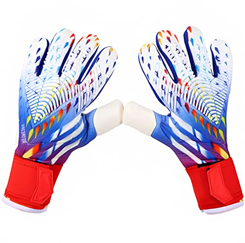 Torwarthandschuhe, Fußball-Torwarthandschuhe, Jugend-Torwarthandschuhe mit Fingerschutz, Handgelenkschutz, Abriebfest, rutschfest, Größe 6/7/8/9/10 Gr. 8 A