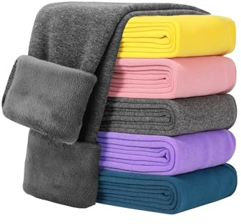 JOCMIC Kids Fleece Lined Leggings Girls Winter Thermal Thick Warm Trousers | 1 Pack Soft Skin-Friendly for 5-13 Years, Daily School Outfit