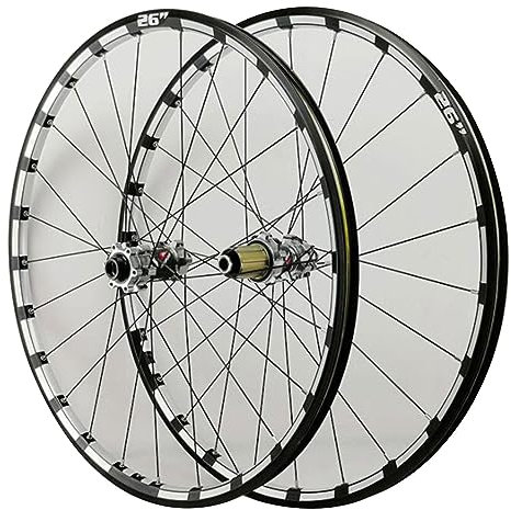 ZECHAO Disc-Mountainbike Räder,26 27,5 29X1,5–2,5 Zoll Reifen 24 Speichen Aluminiumlegierung Steckachse 15mm CNC Doppelschicht Nieten Aluminiumring Wheelset (Color : Silver, Size : 29inch)