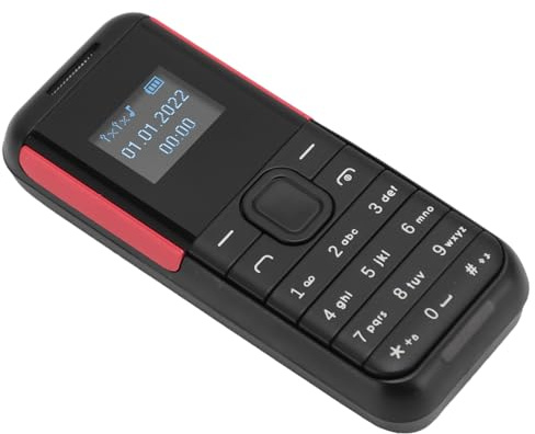 Kleinstes Mobiltelefon, Kleines 2G Telefon, Entsperrtes Telefon, Dual SIM GSM Handy mit Freihändigem Bluetooth Wählgerät für ältere 0,66 Zoll Bildschirm (Schwarz Rot)