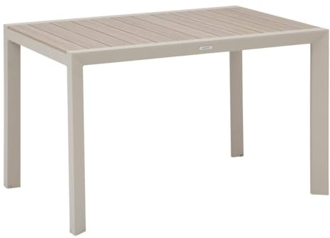 Hespéride - Table de Jardin évasion Effet Bois Lin et Argile 4 Places Lates en Aluminium