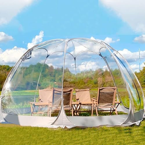 Transparentes 360°-Außenzelt, Camping-Sternenbeobachtungs-transparentes Kuppel-Gartenzelt, tragbares Außenzelt für 5–8 Personen (Größe 3,6 x 3,6 x 2,05 m), für Heimpartys, Einkaufszentren, P