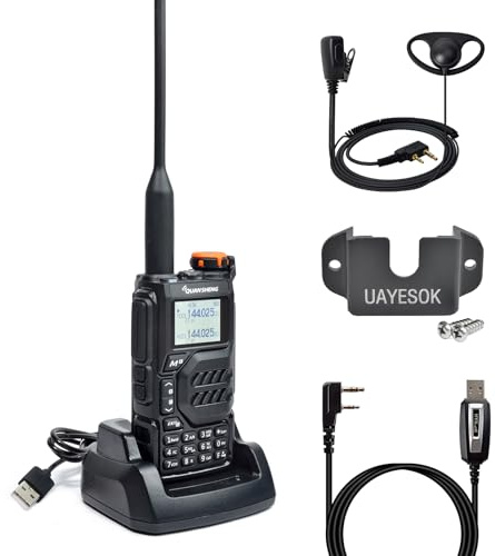 QUANSHENG UV-K5 Funkgerät 5W Walkie Talkie großer Reichweite Wiederaufladbare Handfunkgerät für Erwachsene Polizei Radio mit FM, NOAA, Typ-C Ladung, 200 Kanäle (UV-K5 mit D01CK & Kabel & Halterung)