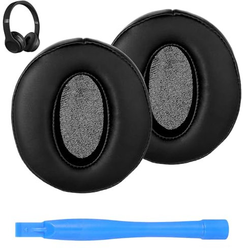 Un Par de Negro Proteína Cuero Almohadilla Auriculares, Suave Almohadillas de Repuesto y Palanca de Plástico, Esponja de Memoria Auriculares Almohadilla para Senhaiser HD4.50 BTNC Inalámbrico