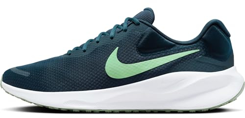 Nike Revolution 7, Zapatillas para Correr Hombre, Armory Navy Vapor Green Photon Dust, 44 EU