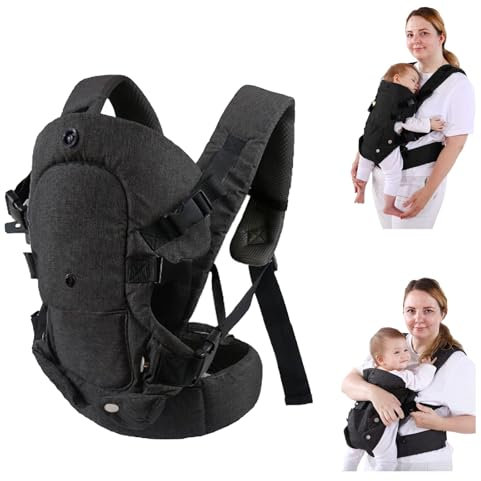 porte bebe, 4-en-1 Physiologique Porte Bébé Naissance avec Support Ergonomique, Porte-Bébé Ajustable, Porte bebe avec siege porte bébé randonnée porte bebe devant(Black)