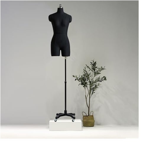 schneiderpuppe Schneiderpuppe Damenbüste Weiblich Halbkörper Gespaltenes Bein, Gerade Pins Verfügbar Schaufensterpuppe Mit Universalrad Zum Nähen Von Kleidung Display for Clothing Shop Dresses(Black#,