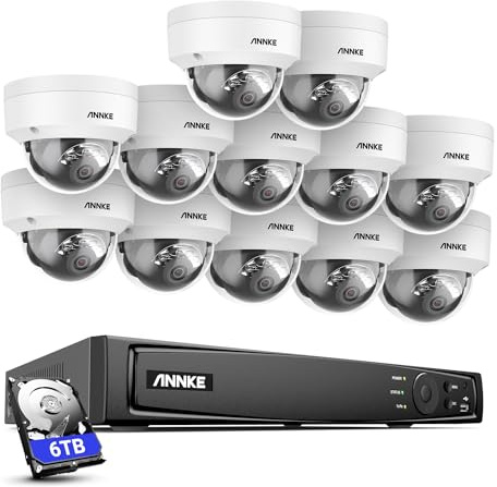ANNKE 4K Poe Caméra de Surveillance 16CH 6To H.265+ NVR avec Caméra IP 12 X 8MP, Kit Vidéo Surveillance Filaire avec Audio, Détection Personne/Véhicule, Vision Nocturne 30M, Enregistrement 24h/24