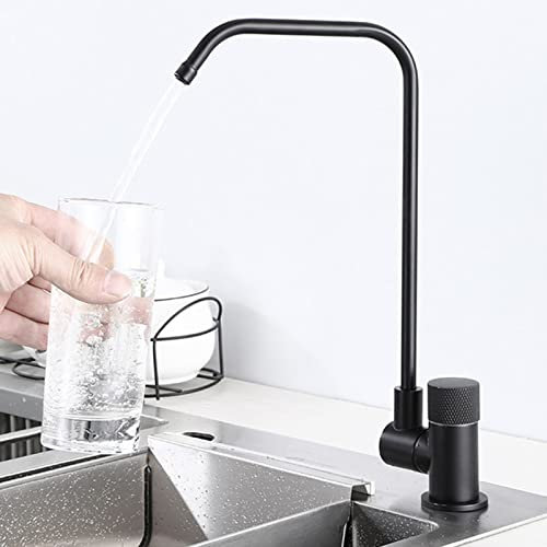 JMRTQMEC Rubinetto da Cucina Filtro for l'acqua Rubinetto for depuratore d'Acqua a Doppia Uscita Girevole in Ottone Girevole Singolo Acqua Fredda-Nero(Brushed)