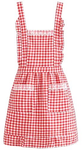 YGKYMVW Küchenschürze, Baumwolle Schürze Blumenmuster Apron mit 2 Taschen, Kochschürze Rot Damen Schürze Küche Backen Schürzen latzschürze für Küche Restaurant Café Hotel