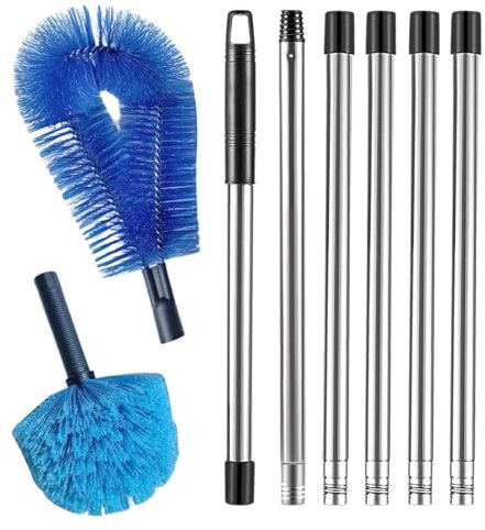 Brosse de nettoyage – Outil de raclage de toiture, brosse de nettoyage de canalisations | Outil de nettoyage de toiture de 1,2 à 4,9 m, outil de nettoyage de gouttière à long manche, brosse de