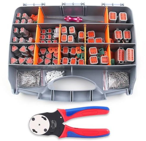 Nagoyuki Kit de Conectores DT Deutsch de 338 Piezas: Conectores de 2, 3, 4, 6, 8 y 12, Herramienta de Engarzado, Herramienta de Extracción, Conector Eléctrico para Automóvil