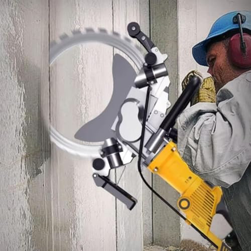 Scie à béton électrique Scie circulaire sans balais, scie à béton à anneau de rainureuse murale, machine de découpe de rainures électrique pour granit, pierre,Depth49cm-2blade