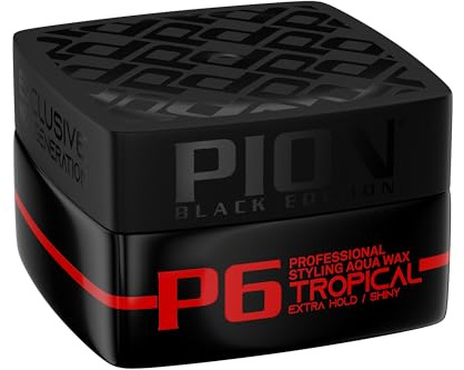 Pion Black Edition P6 Tropical Professional Hair Styling Wax Cire coiffante professionnelle avec tenue supplémentaire et aspect brillant 175 ml
