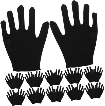 POPETPOP 12 Paar Baumwollhandschuhe Feuchtigkeitsspendende Schutzhandschuhe Für Schmuck Und Gartenarbeit l Schwarz Atmungsaktiv Und Wiederverwendbar