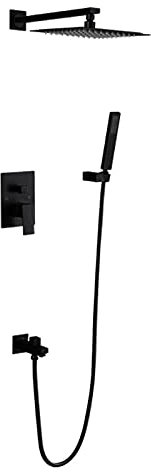 IUBGFTO Rain Mixer Shower Combo Set, Wall Mounted 3 Way Shower System with Rainfall Shower Head, Handheld Shower and Tub Spout Faucet (10inch)