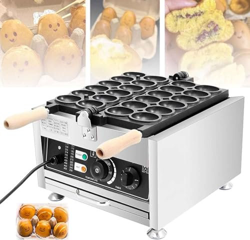 Kommerzieller elektrischer/gasbetriebener Bubble-Waffelautomat,12-teiliges eiförmiges Waffeleisen mit doppelseitiger Heizung,180° drehbarer Waffelballautomat aus Edelstahl mit Zeit-Temperaturregelung(