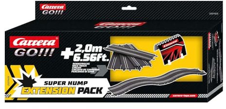 Carrera GO!!! Track Extension Pack Super Hump 2 Metres Additional Track With 4 Straights, 2 Humpback Sections & 1 Tunnel, Compatible With All Slot Racing Tracks