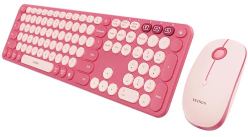 seenda Wireless Keyboard and Mouse, COE202 Keyboard Mouse Compatible with MacBook, Windows, Laptop - Pink