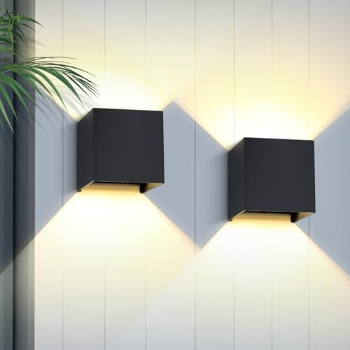 YICALE 2 Piezas Aplique Pared Exteior/Interior,3000K 9W Lampara de Pared Con G9 LED Bombillas Reemplazables,IP65 Impermeable,Ángulo ajustable Luz Exterior para Balcón,Porche,Patio,Dormitorio