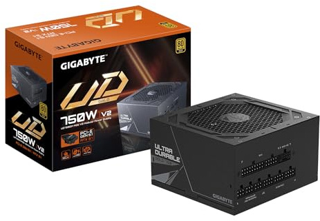 GIGABYTE UD750GM PG5 V2 Bloc d’Alimentation – PCIe Gen 5.1, 80 Plus Gold, Conception entièrement modulaire, Ventilateur 120 mm, Compatible ATX 3.1, Prise EU