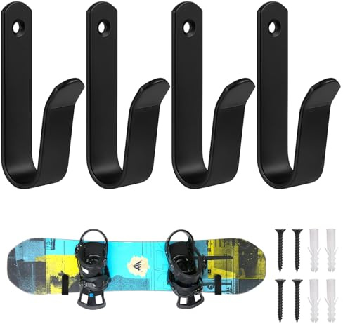 JINTANG Skateboard wandhalterung,Horizontale Skateboard Halterung Wand,Schwarz Snowboard Halterung tragbare Speicherung und Anzeige für Snowboard,Skiboard,Longboard,Skateboard