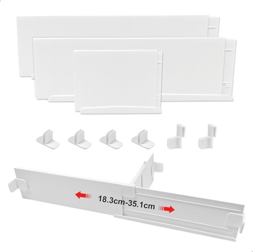 xiruiubao Divisori per Cassetti, 3 Pezzi Regolabili Separatori per Cassetti, Organizer cassetti Estensibili 18 cm a 35 cm, Separatore cassetti per Cassetti per Camera da Letto/Bagno/Cucina/Ufficio