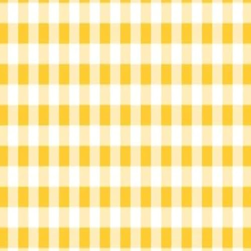 DERUINVAIO Self Adhesive Feature Removable Yellow Gingham Vichy Autumn Thanksgiving Day Textile Peel and Stick Vinyl Wallpaper Roll, Sticky Lining Paper for Bedroom, Living Room, Kitchen Walls