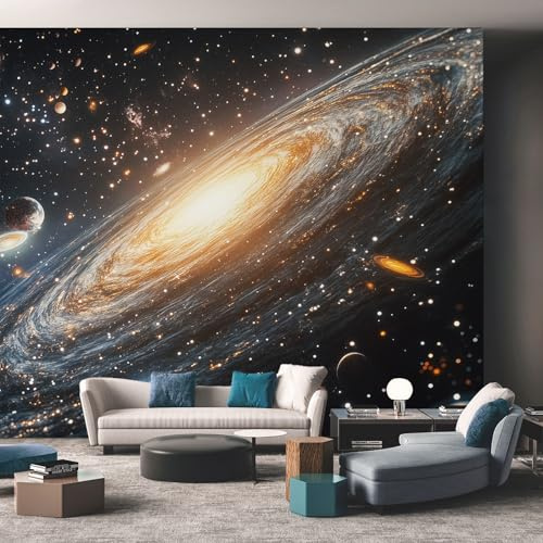 Genérico Decoracion Papel Pintado Galaxia, Fotomurales Espacio Exterior Universo Papel Pared Tejido No Tejido Murales de Pared 400x280 Salon Dormitorio Decorativa W&25