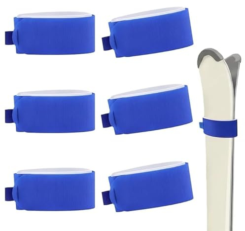 6 Stück Skibänder, Verstellbare Skibinder, Skigurtverschlüsse, Skibänder Klett Ski Strap, Lightweight Ski Fastener Straps mit Schutzpolstern Ski Zubehör für Skibretter Skistöcke Wintersport